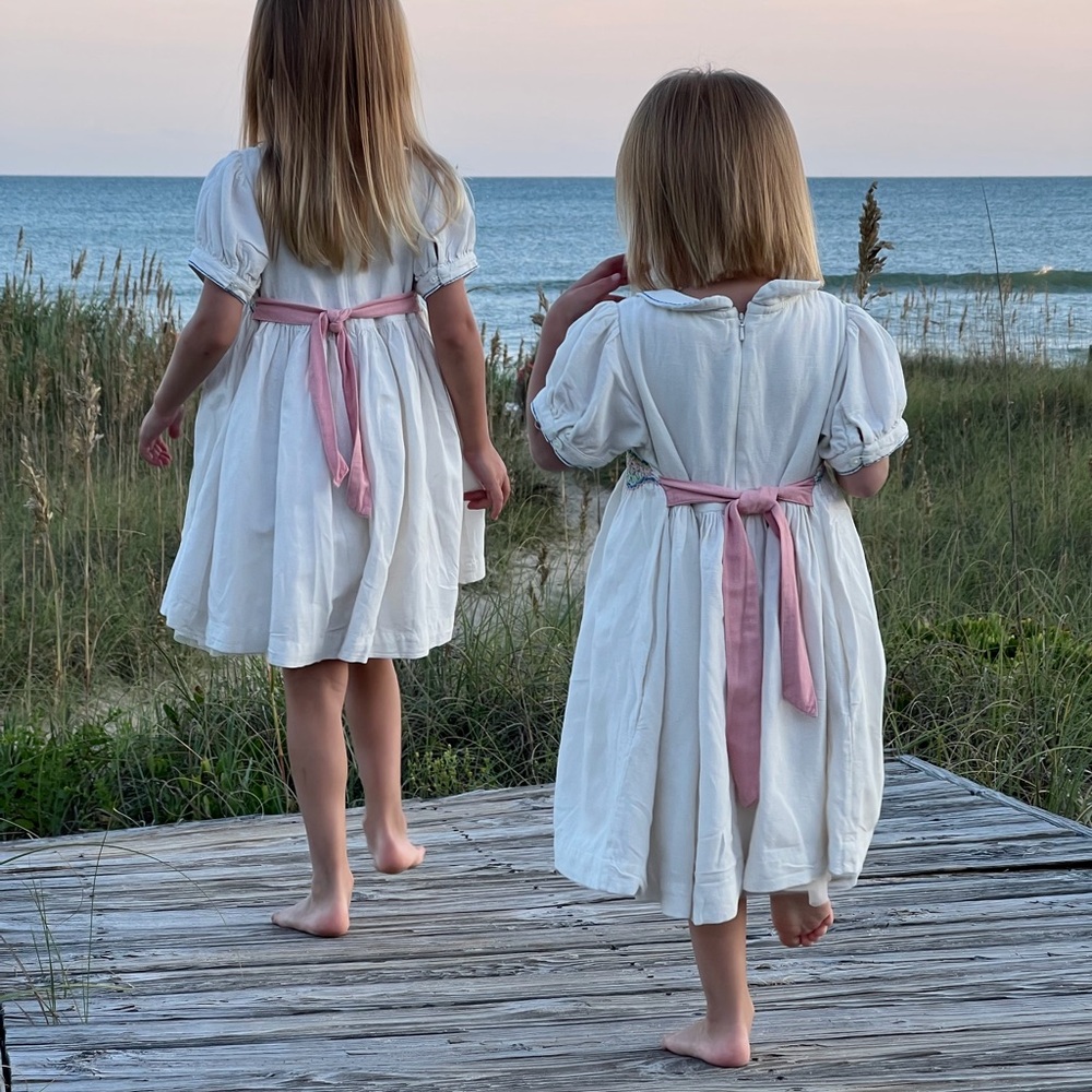 Mini Boden White Dress with Multicolor Smocking - Picture 11 of 11